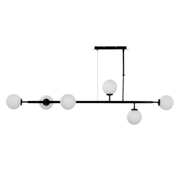 InLight Κρεμαστό φωτιστικό από μαύρο μέταλλο και λευκή οπαλίνα 6XG9 D:130cm (6170-6-BL)