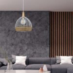 σχοινί και ξύλο 1XE27 D:20cm (4028-Β)