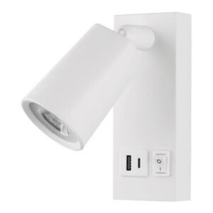 ΑΠΛΙΚΑ ΚΡΕΒΑΤΙΟΥ ΑΝΑΓΝΩΣΗΣ ΜΕ USB TYPE C ΜΕΤΑΛΛΟ-ΠΛΑΣΤΙΚΟ LED 5W 450Lm 3000K 155X63X150mm ΑΣΠΡΗ ARTE ILLUMINA C-LUX